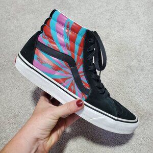 VANS Sk8-Hi Retro Mart Sneakers Hi-Top Leather Suede Lace Up Black Red M9.5 W11